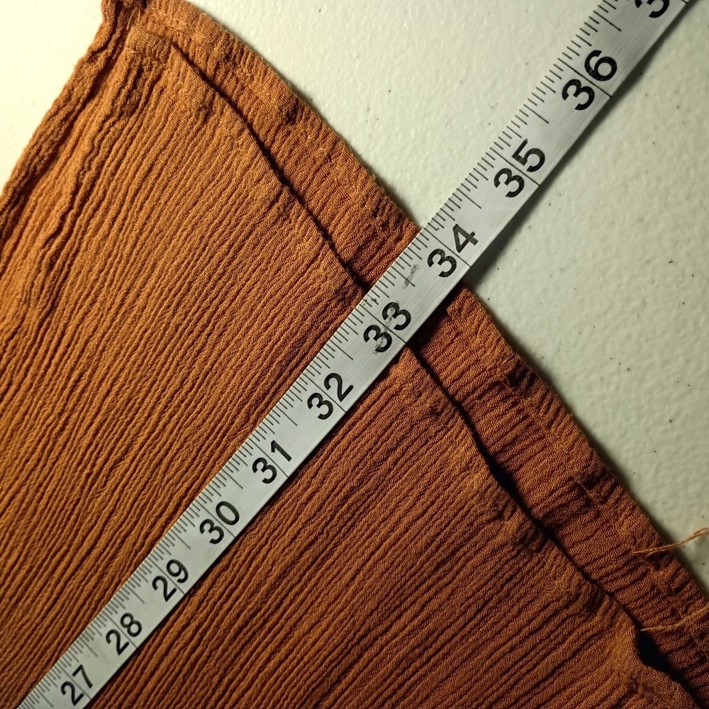 Wishlist Womens Rust Brown Textured Gauze Wide Leg Crop Pants Elastic Waist S - Picture 7 of 8